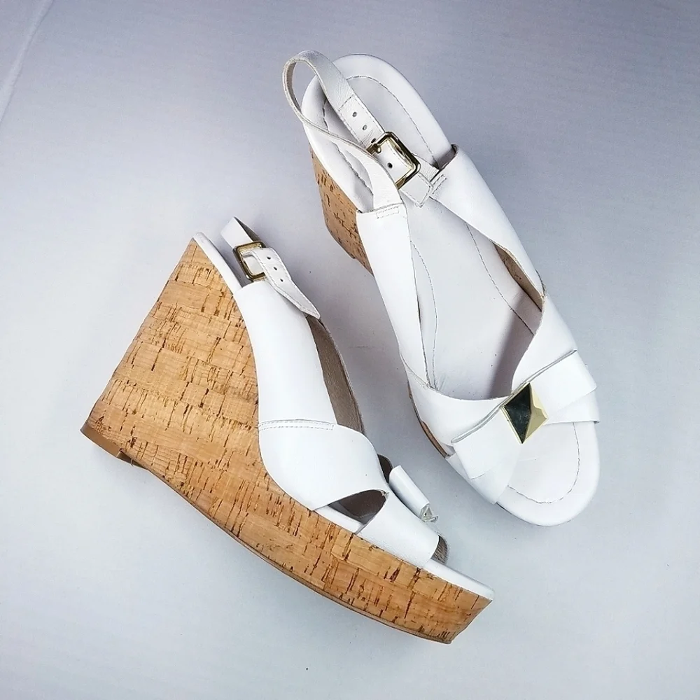 🌸 Kate‎ Spade | White Wedge Espadrilles 9